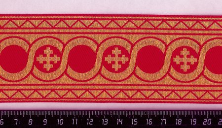 Галун ГОРОХ, красный с золотом, шир. 6 см, ФР