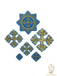 Набор крестов, иерейский, ВИФЛЕЕМ, голубой с золотом, 14 шт