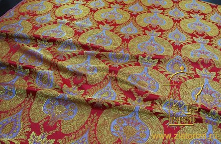Парча КУПОЛА, красная с золотом, шир. 150 см, Рахманово
