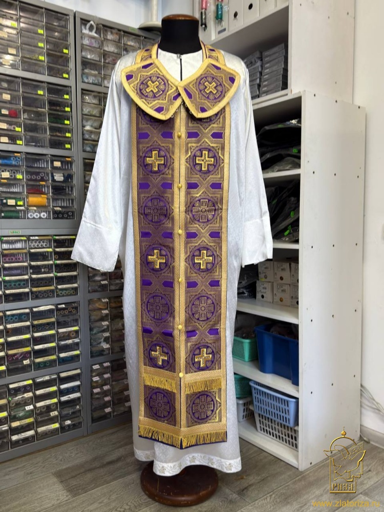 Епитрахиль + поручи, фиолетовый с золотом, парча
