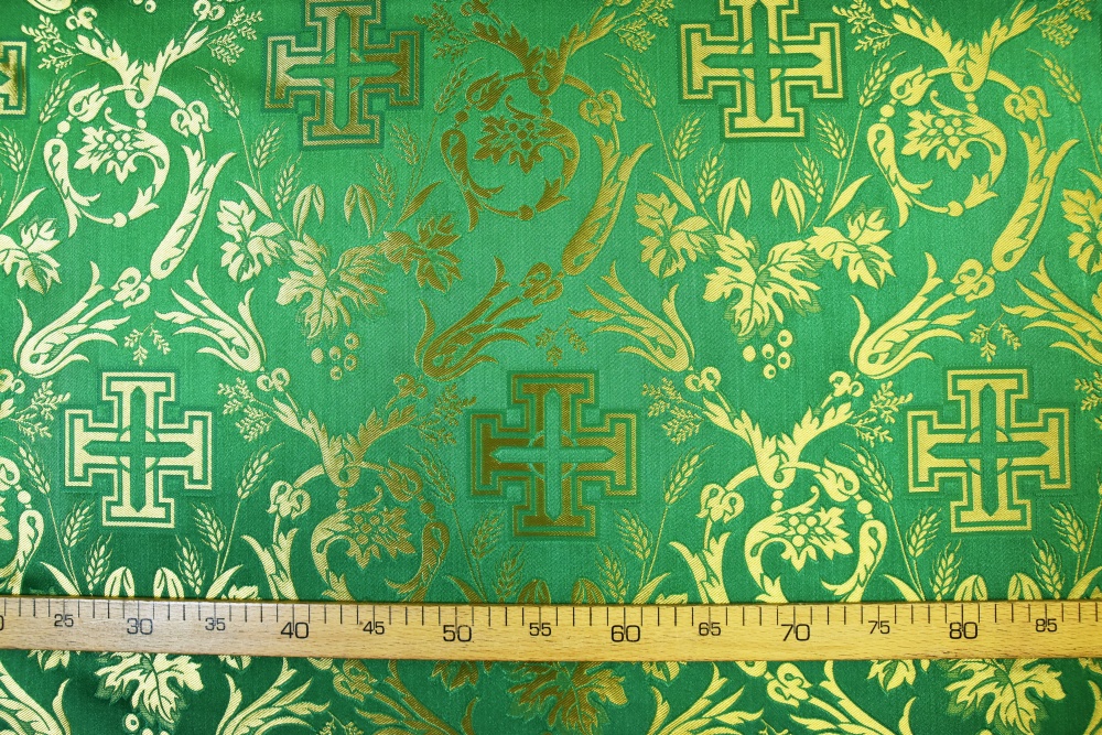 Шелк КАНА, зеленый с золотом, шир. 160 см