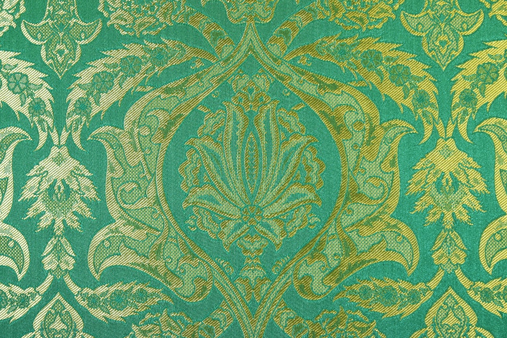 Шелк ВИФАНИЯ, зеленый с золотом, шир. 165 см