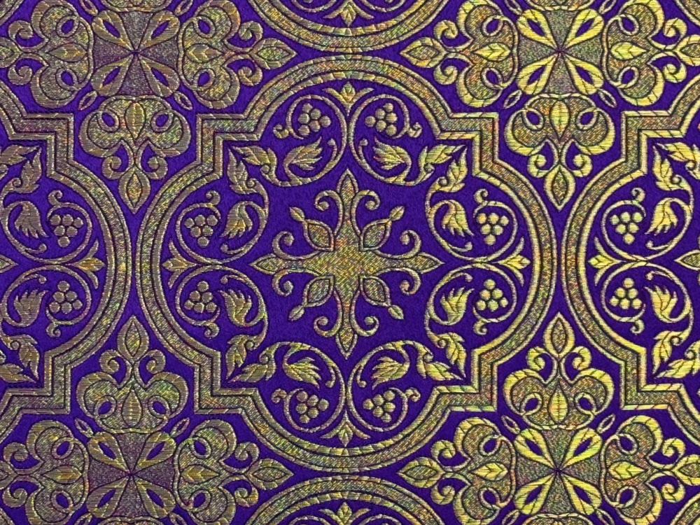 Парча ШУЙСКАЯ, фиолетовая с золотом, шир. 150 см, Рахманово