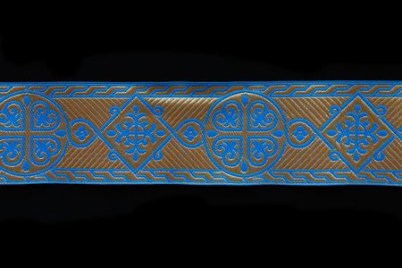 Галун ВИЗАНТИЯ, голубой с золотом, шир. 6 см, ФР