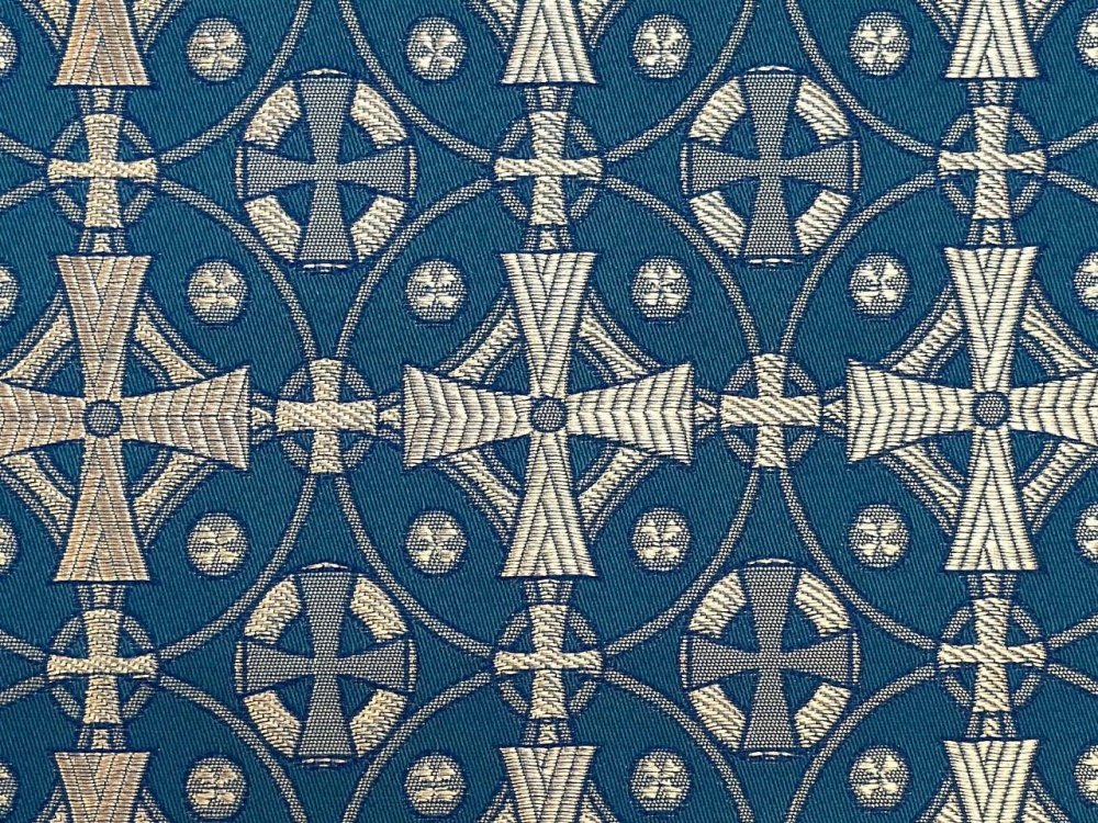 Шелк ЗВОНАРИ, голубой с серебром, шир. 150 см, Рахманово