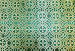 Шелк САМСОН, зеленый с золотом, шир. 150 см, Рахманово