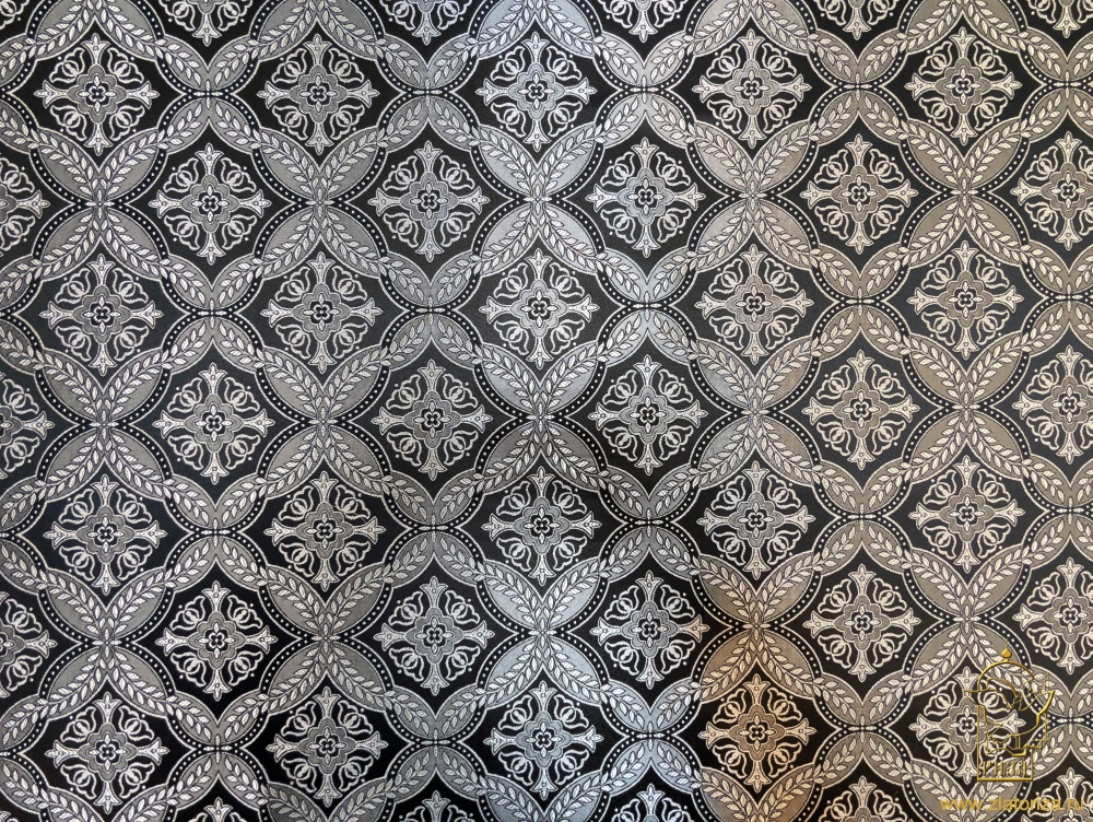 Шелк КРУЖЕВНИЦА / ЛАВР, черный с серебром, шир. 150 см, ПП