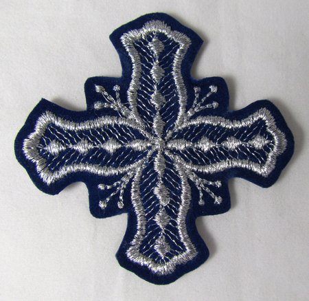 Крест 5, синий с серебром,4-5 см