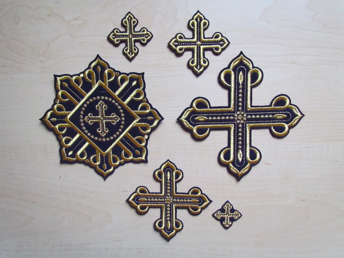 Набор крестов КАНОН W 002, иерейский, черный с серебром, 14 шт,