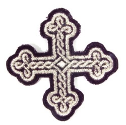 Крест 4 ОКРУГЛАЯ ПЛЕТЕНКА, фиолетовый с серебром,6-7 см