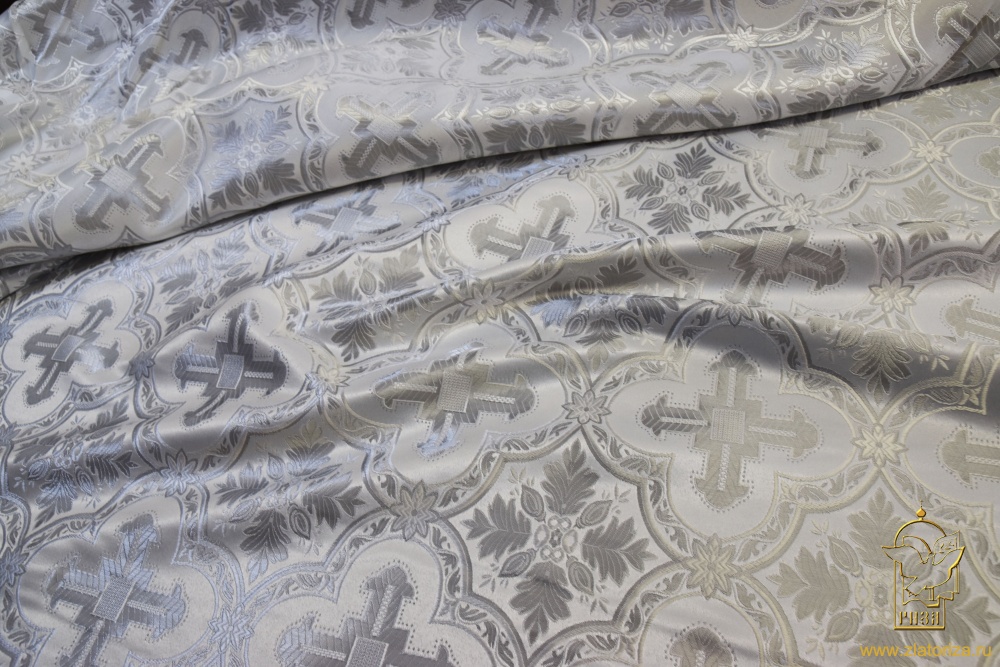 Парча ЕЛОХОВСКАЯ, белая с серебром, шир. 250 см