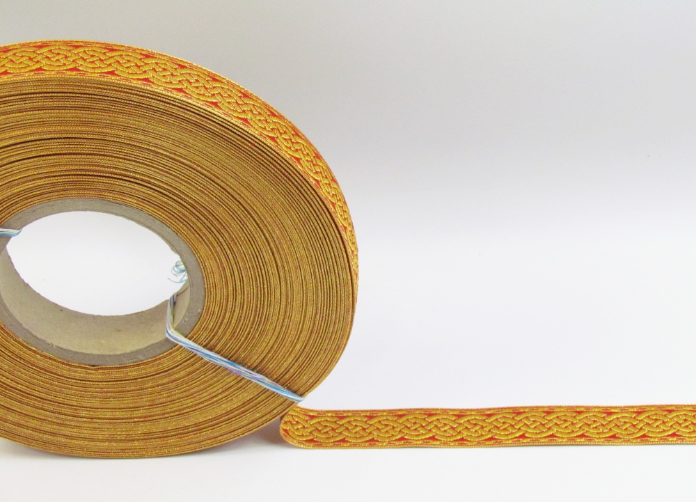 Галун ПЛЕТЕНКА, красный с золотом, шир. 2,2 см, РА