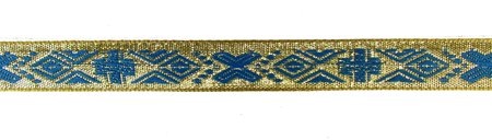Галун РОМБ, голубой с золотом, шир. 1,5 см, ИНДИЯ