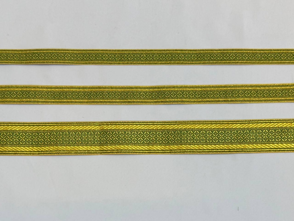 Галун РОМАШКА, зеленый с золотом, шир. 4 см, РА