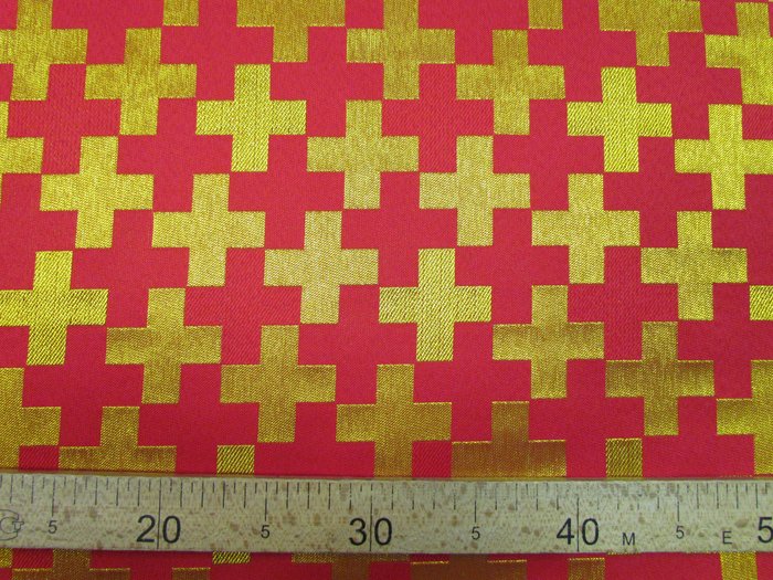 Парча НОВГОРОДСКИЙ, красная с золотом, шир. 150 см, Павловский Посад