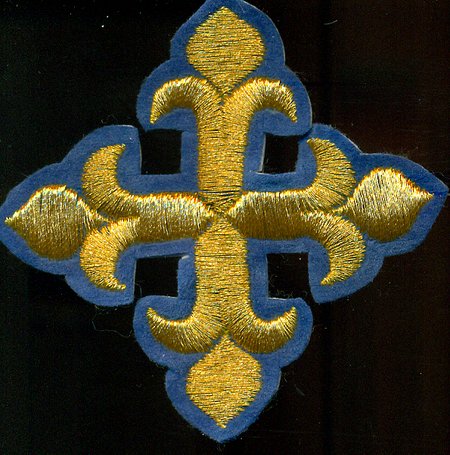 Крест 3 КАПЛЕВИДНЫЙ, синий с золотом,8-9 см