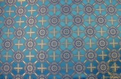 Парча НИКОЛЬСКИЙ КРЕСТ, голубая с серебром, шир. 150 см