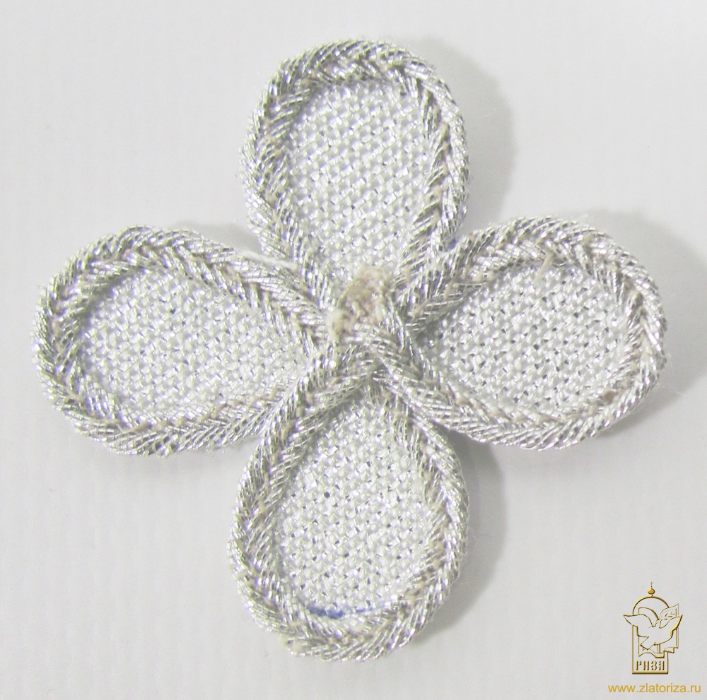 Крест 5, парча, темное серебро,4-5 см