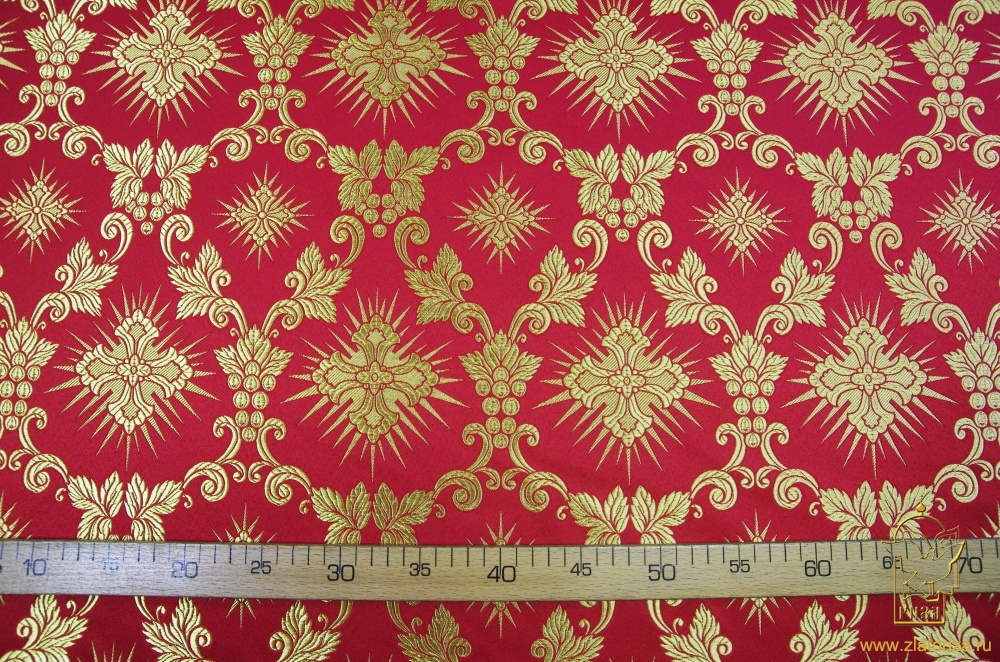 Шелк ЛОЗА, красный с золотом, шир. 150 см, Рахманово