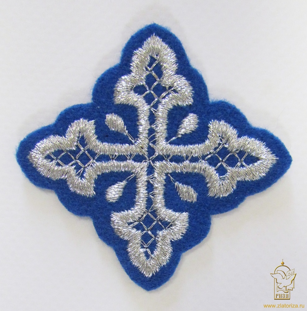 Крест 4 ВОЛОГОДСКИЙ, синий с серебром,6-7 см