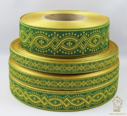 Галун КОСТРОМА, зеленый с золотом, шир. 5 см, РА Галун КОСТРОМА, зеленый с золотом, шир. 5 см, РА