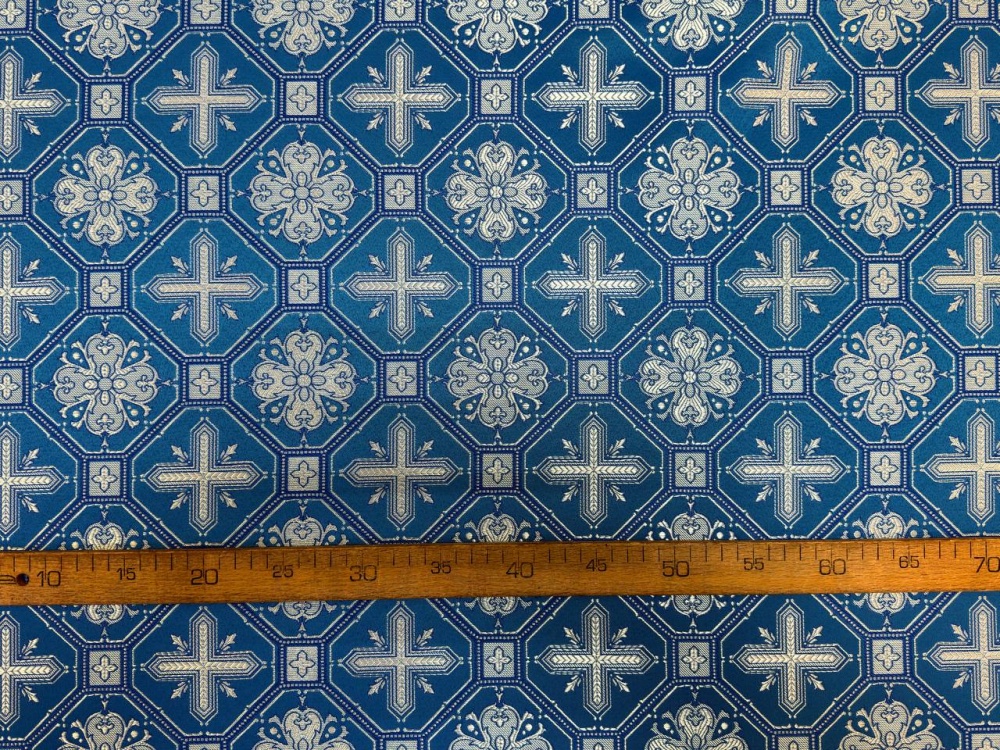 Шелк СВЕТЛАНА, голубой с серебром, шир. 150 см, Рахманово