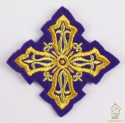 Крест 4 ВИЗАНТИЯ фиолетовый с золотом, 6-7 см