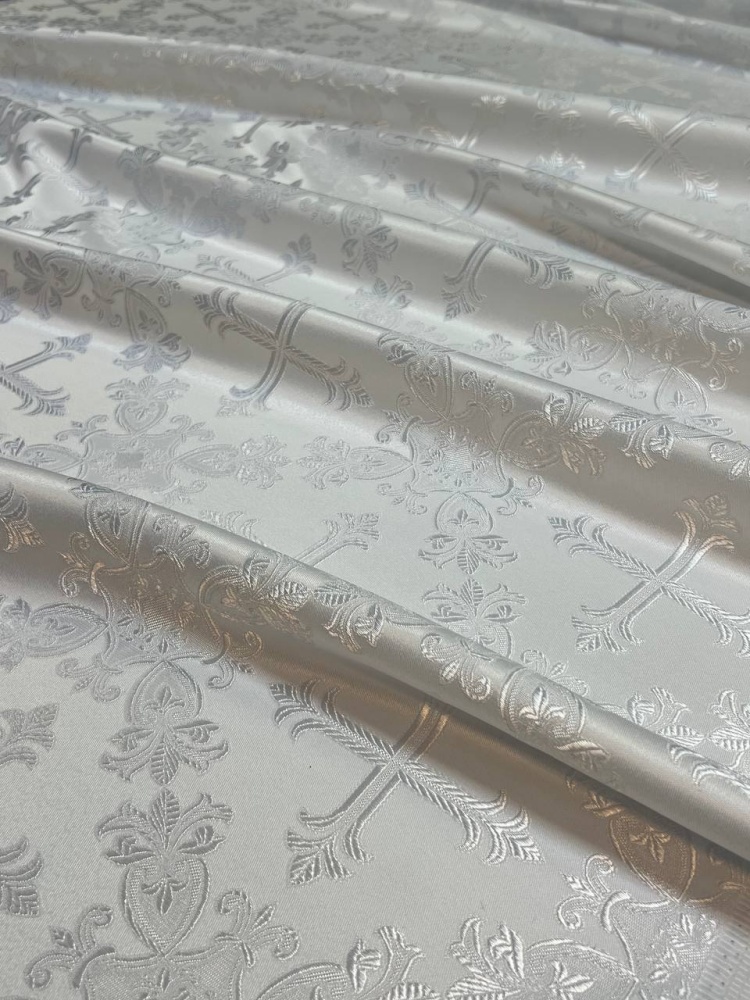 Шелк ЗЛАТОУСТ, белый с серебром, шир. 150 см, Рахманово