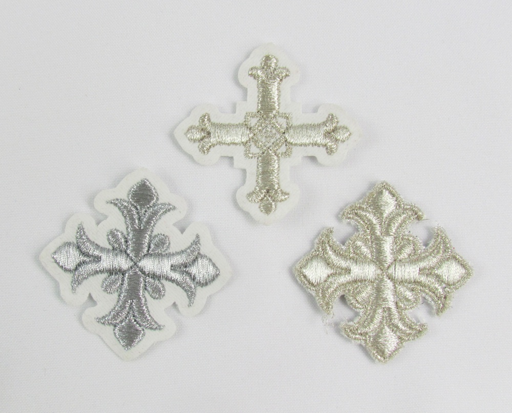 Крест 5 белый с серебром,4-5 см