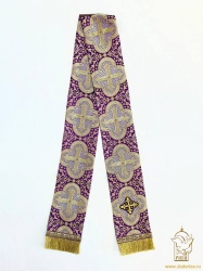 Закладка для служебных книг, шелк, фиолетовая с золотом шир. 12 см