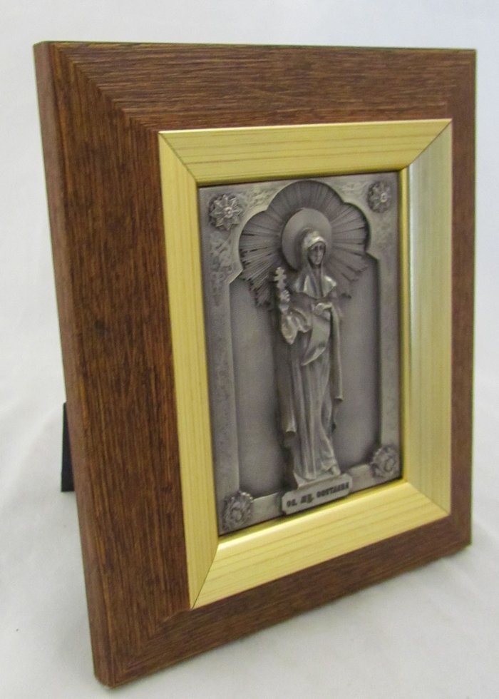 Икона Светлана(Фотина) святая мученица, серебрение (метод гальванопластики), багет