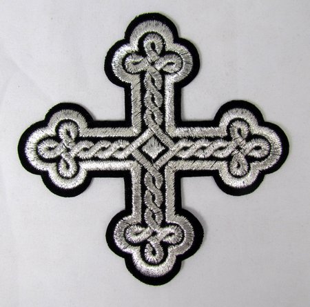 Крест 2 ОКРУГЛАЯ ПЛЕТЕНКА, черный с серебром,10-12 см