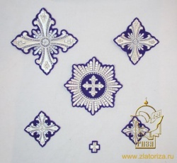 Набор крестов ВАНИН, архиерейский, фиолетовый с серебром, 21 шт