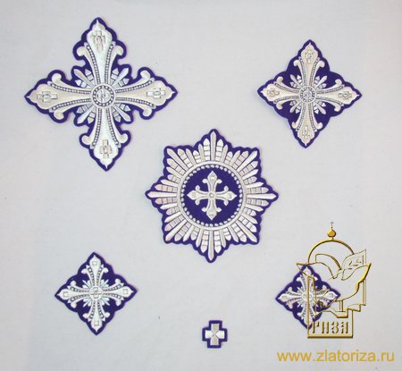 Набор крестов ВАНИН, архиерейский, фиолетовый с серебром, 21 шт