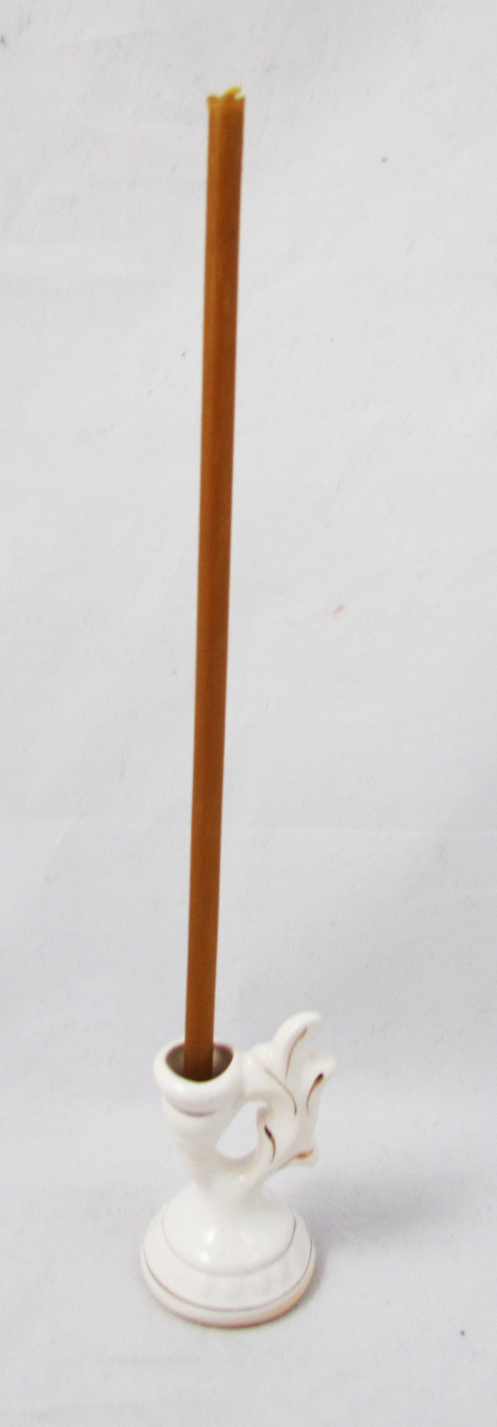 Подсвечник Греческий с ручкой, белая глазурь, керамика, 4х7 см, отделка золотом