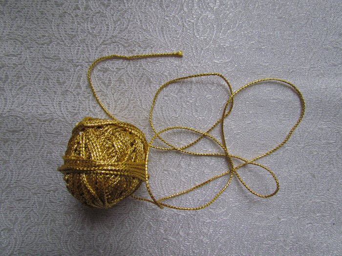 Шнур отделочный, золотой, круглый, 1,5 мм, в мотке 50 м