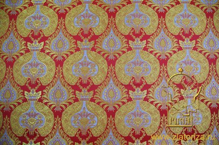 Парча КУПОЛА, красная с золотом, шир. 150 см, Рахманово