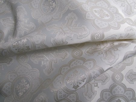 Парча ПОДСОЛНУХ, белая со светлым серебром, шир. 150 см, Рахманово