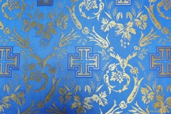 Шелк КАНА, синяя с золотом, шир. 160 см Шелк КАНА, синяя с золотом, шир. 160 см