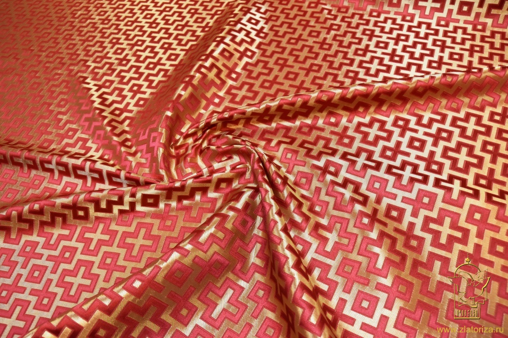 Шелк ИХТИС, красный с золотом, шир. 160 см