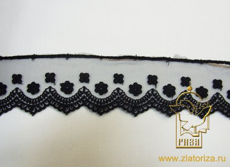 КрКружево 58, на сетке, синтетическое, шир. 5 см, черное