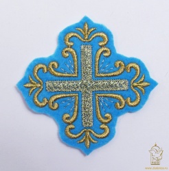 Крест 3 ПОКРОВСКИЙ голубой с золотом,8-9 см