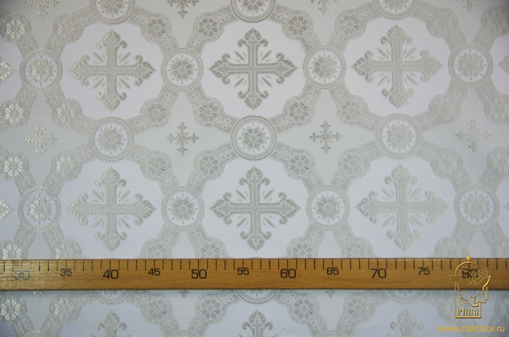 Парча ГУСЛИЦА, белая со светлым серебром, шир. 150 см, Рахманово