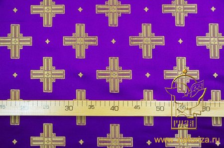 Шелк СВЯТИТЕЛЬСКИЙ, фиолетовый с золотом, шир. 150 см, Павловский Посад