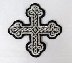 Крест 4 ОКРУГЛАЯ ПЛЕТЕНКА, черный с серебром,6-7 см