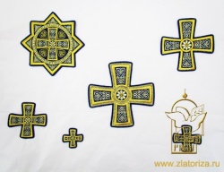 Набор крестов, иерейский, ГЕОРГИЕВСКИЙ синий с золотом, 14 шт, арт. 22055 Набор крестов, иерейский, ГЕОРГИЕВСКИЙ синий с золотом, 14 шт, арт. 22055