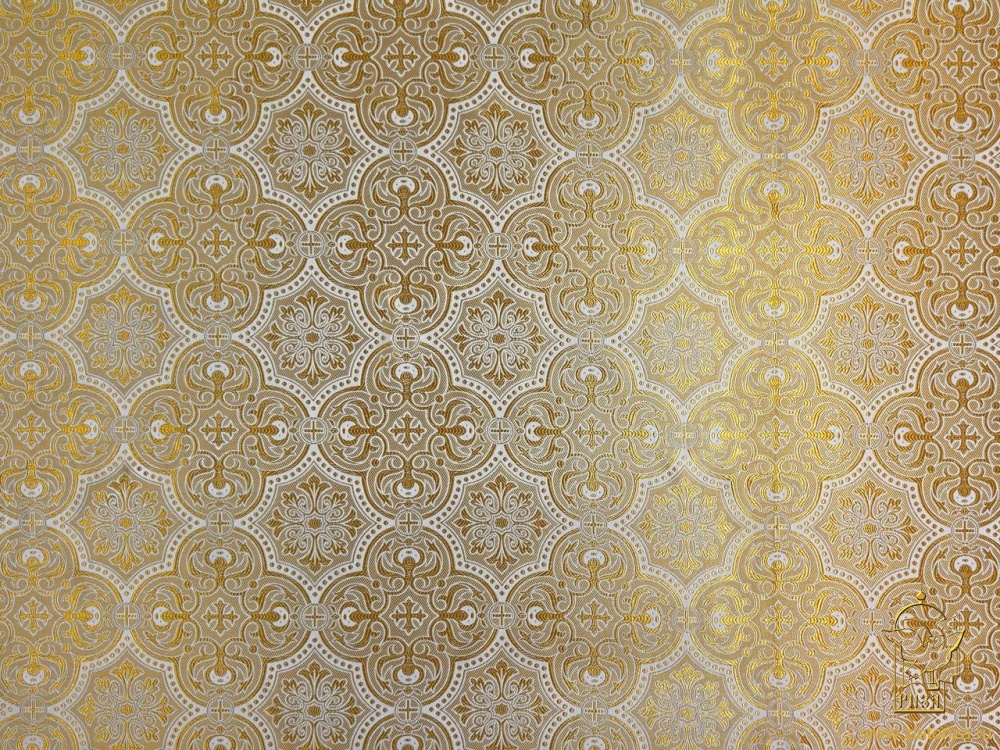 Шелк АНТИОХИЯ, белый с золотом, шир. 160 см