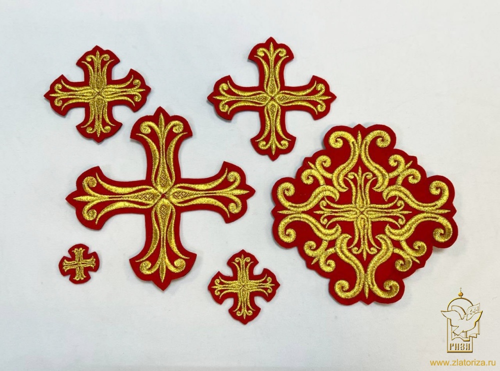 Набор крестов, иерейский, СОФИЯ, красный с золотом, 14 шт