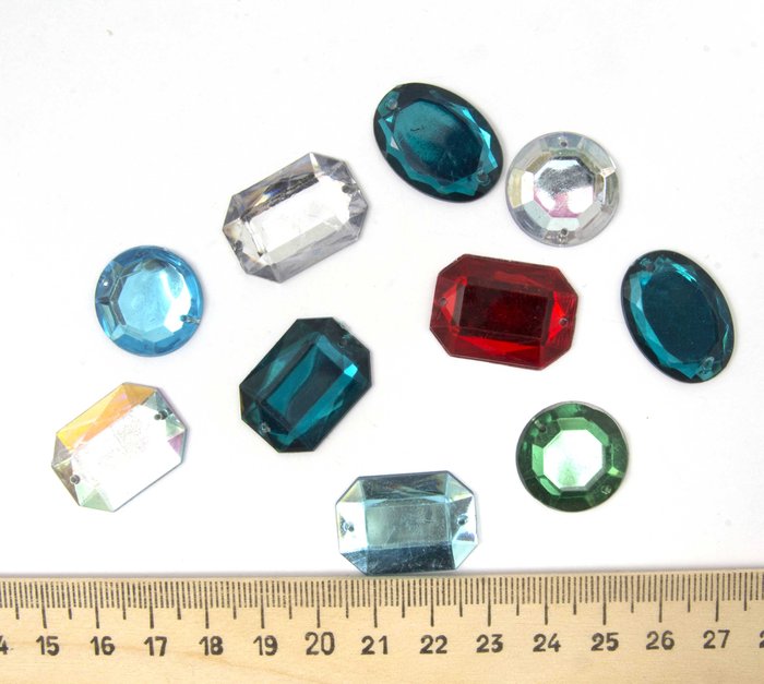 Стразы пришивные, пластик, цвет - микс