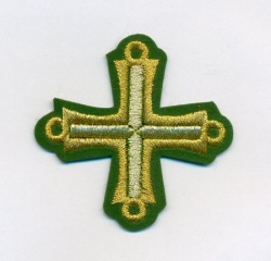 Крест 4 ПЕТЕЛЬНЫЙ, зеленый с золотом,6-7 см